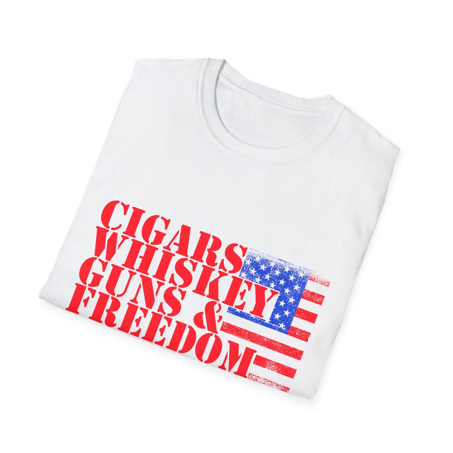 Cigars, Whiskey, Guns & Freedom Unisex T-Shirt, Patriotic Tee, Men's Graphic Tee, Gift for Him, Relaxed Fit Shirt, Casual Wear