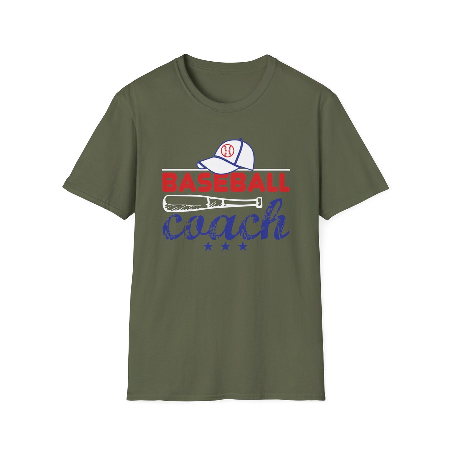 Baseball Coach T-Shirt — Vintage Cap & Bat Design