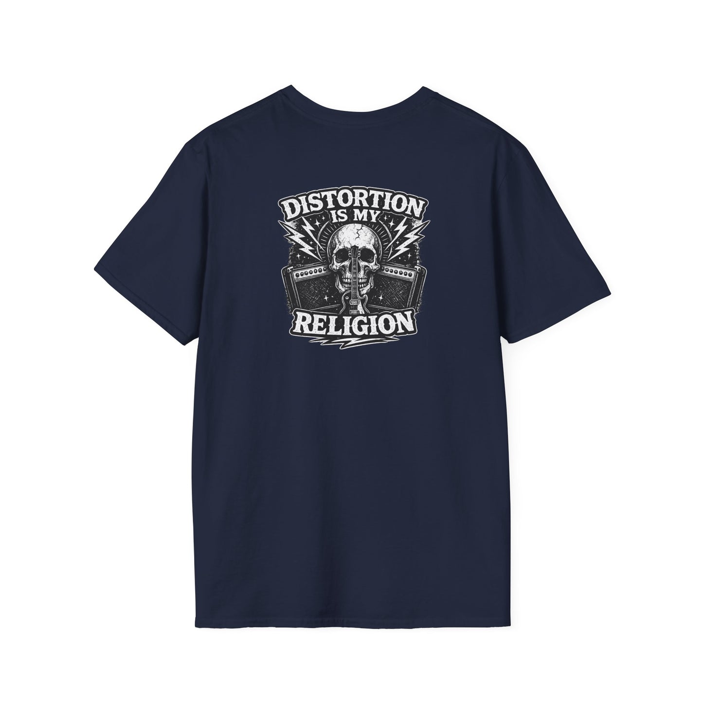 Rock & Roll T-Shirt — "Distortion Is My Religion" Vintage Guitar Skull Tee