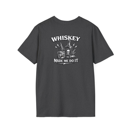 Rock-n-Rolla Whiskey T-Shirt — "Whiskey Made Me Do It" Retro Band Tee