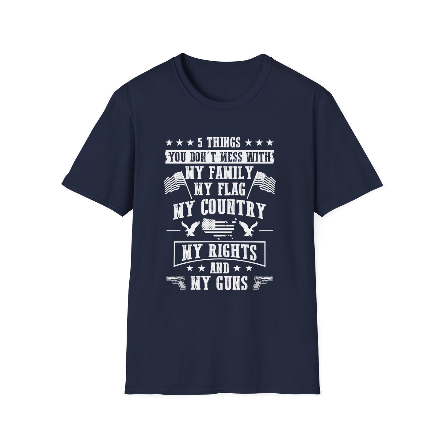 Patriotic Unisex T-Shirt, 5 Things You Don't Mess With Graphic Tee, American Flag Shirt, Second Amendment Shirt, Gift for Veterans