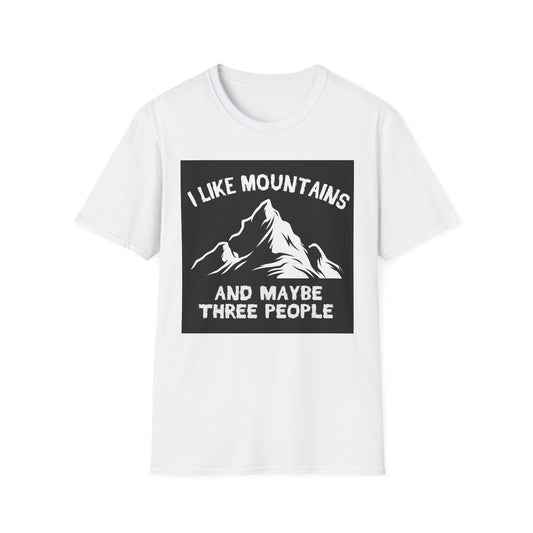 Mountains & Maybe Three People T-Shirt — Funny Outdoor Hiking Tee