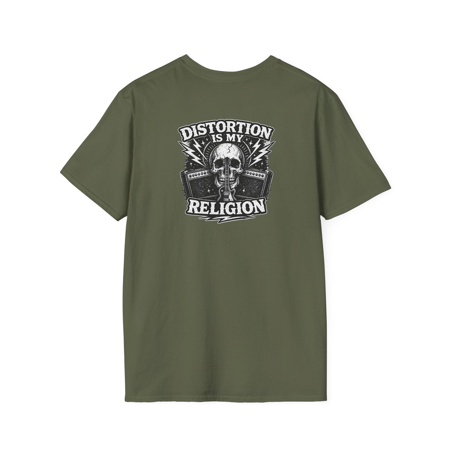 Rock & Roll T-Shirt — "Distortion Is My Religion" Vintage Guitar Skull Tee