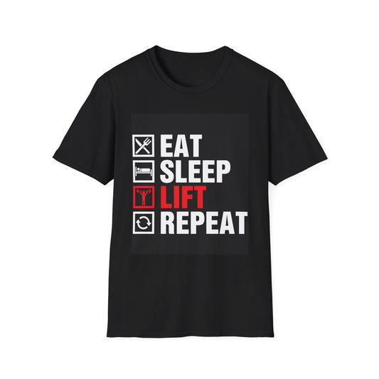 Gym T-Shirt — "Eat Sleep Lift Repeat" Fitness Tee for Weightlifters