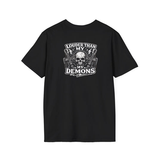 Rock-n-Rolla Tee — "Louder Than My Demons" Skull Rock T-Shirt