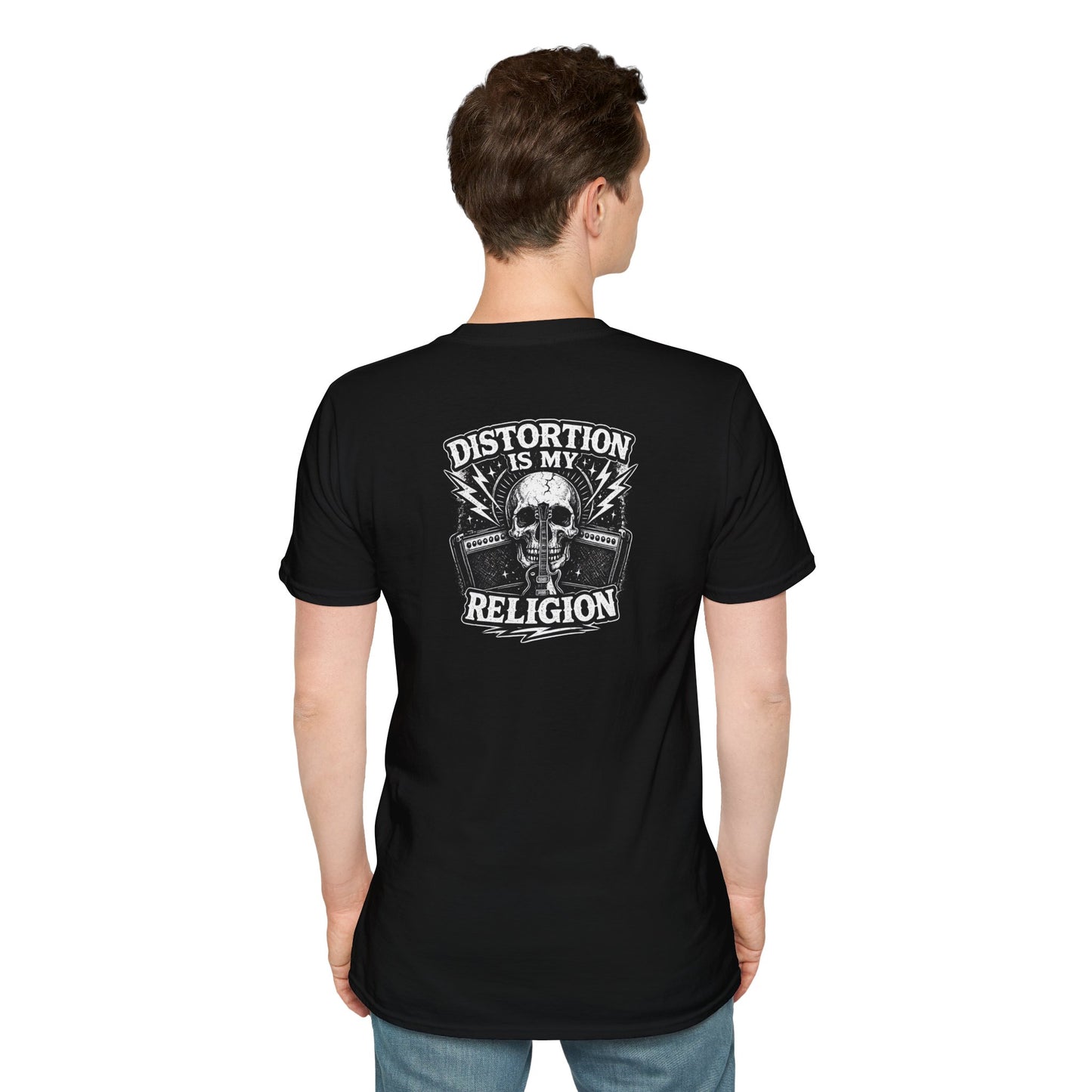 Rock & Roll T-Shirt — "Distortion Is My Religion" Vintage Guitar Skull Tee