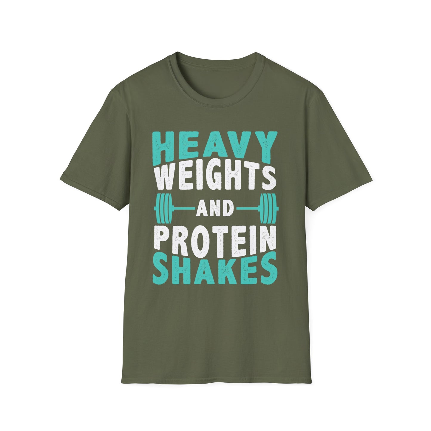 Heavy Weights and Protein Shakes T-Shirt — Funny Gym Workout Tee