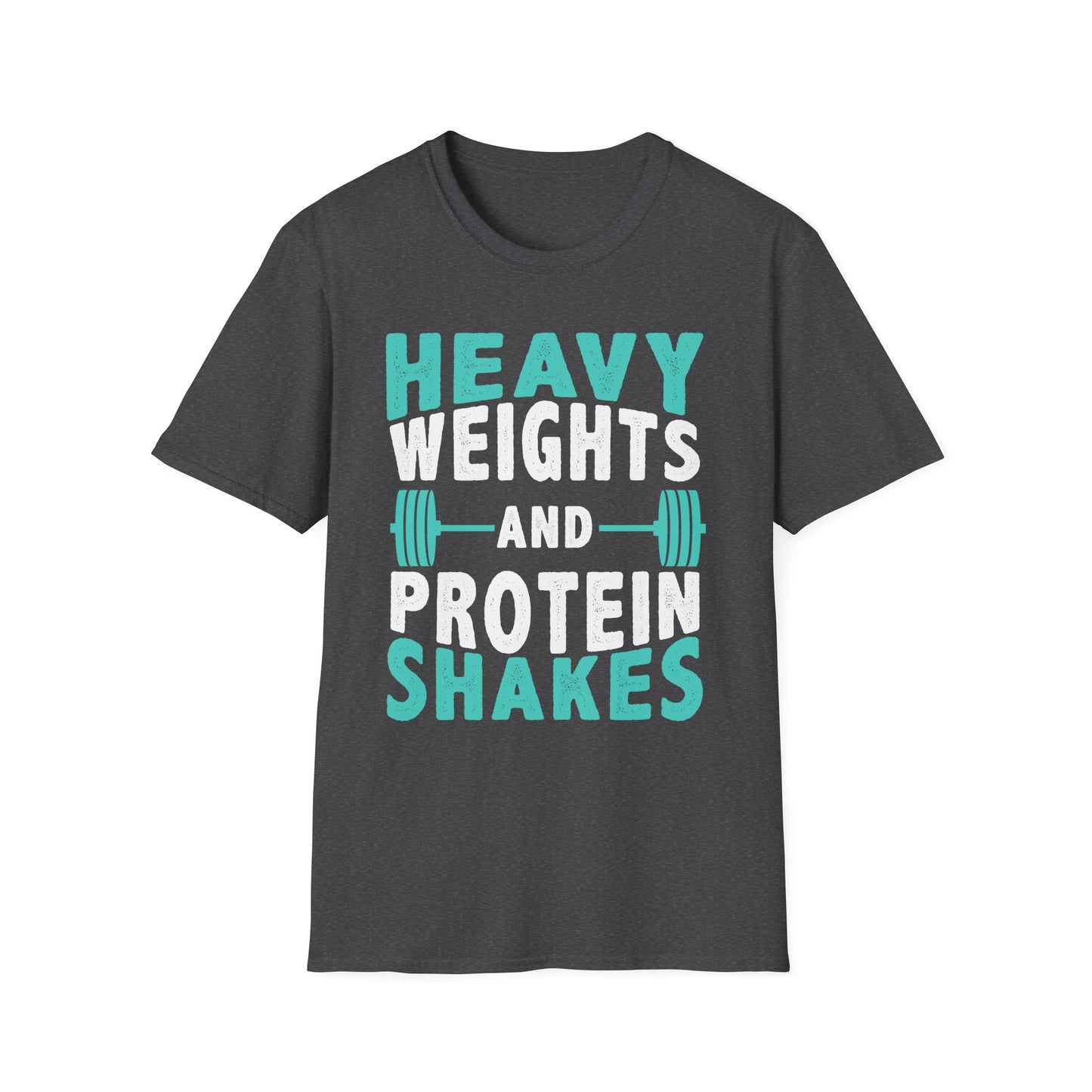 Heavy Weights and Protein Shakes T-Shirt — Funny Gym Workout Tee