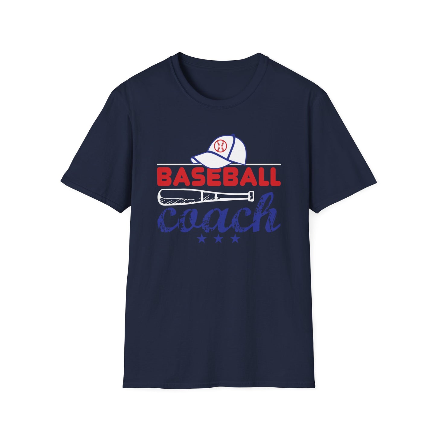 Baseball Coach T-Shirt — Vintage Cap & Bat Design