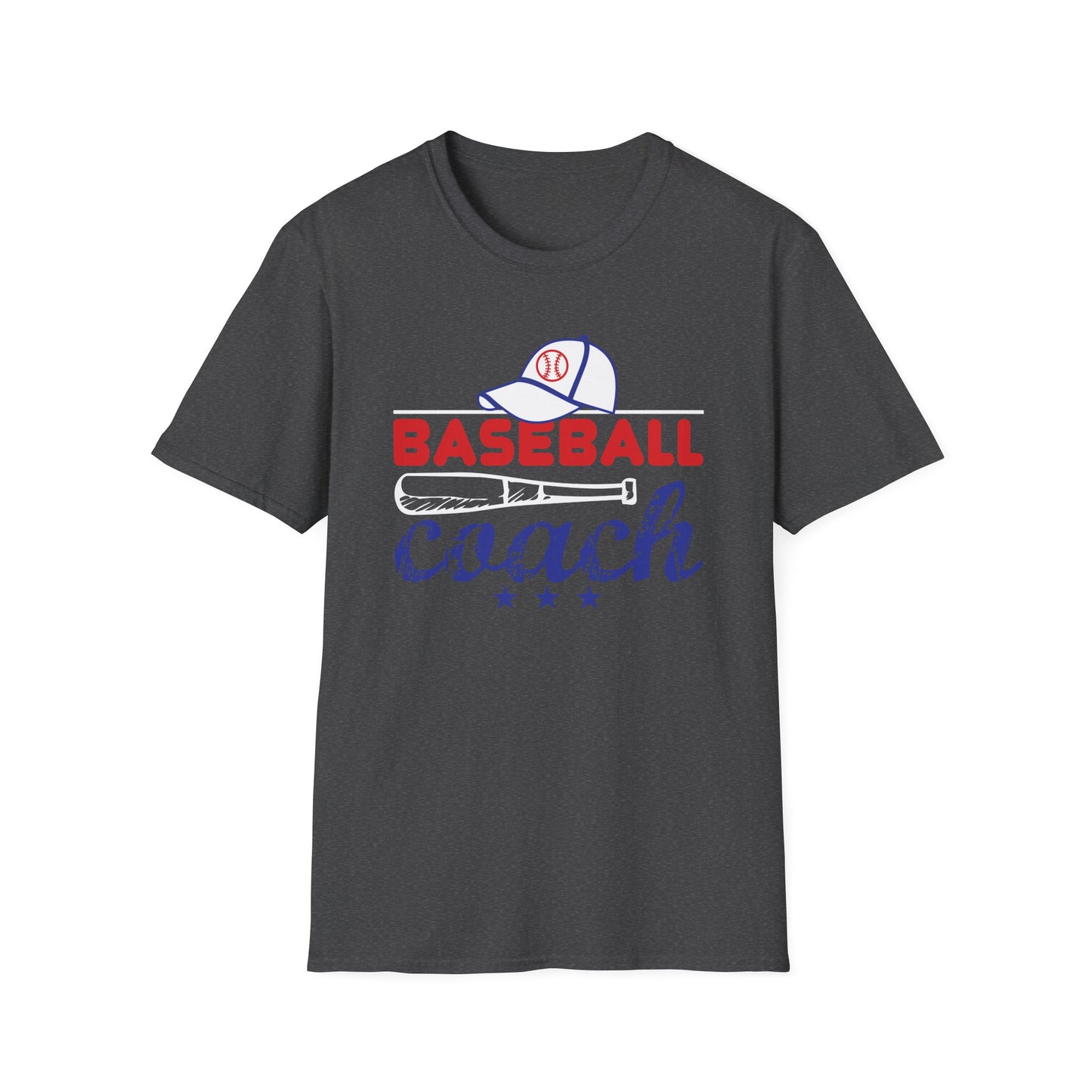 Baseball Coach T-Shirt — Vintage Cap & Bat Design