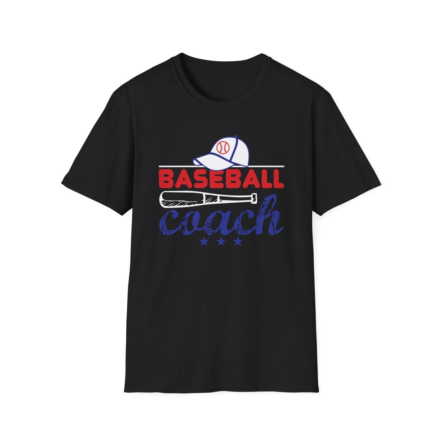 Baseball Coach T-Shirt — Vintage Cap & Bat Design