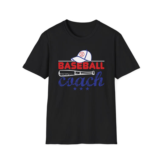 Baseball Coach T-Shirt — Vintage Cap & Bat Design
