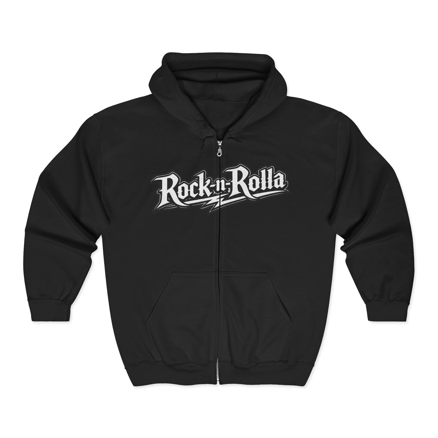 Rock-n-Rolla Zip Hoodie — "Rockin' Roll is in My Soul" Guitar Skull Graphic